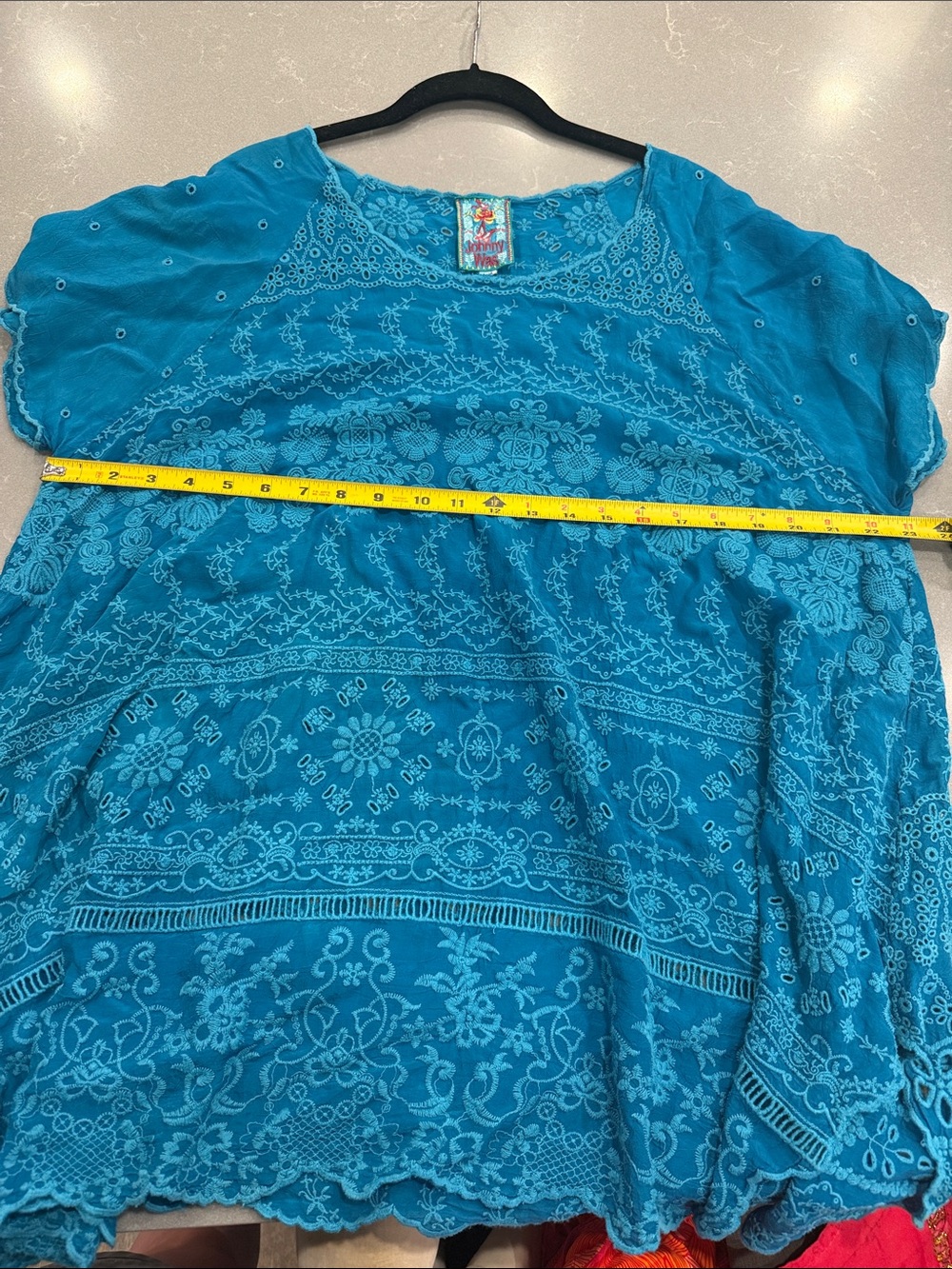 Johnny Was Bright Turquoise Embroidered Tunic - Picture 5 of 5